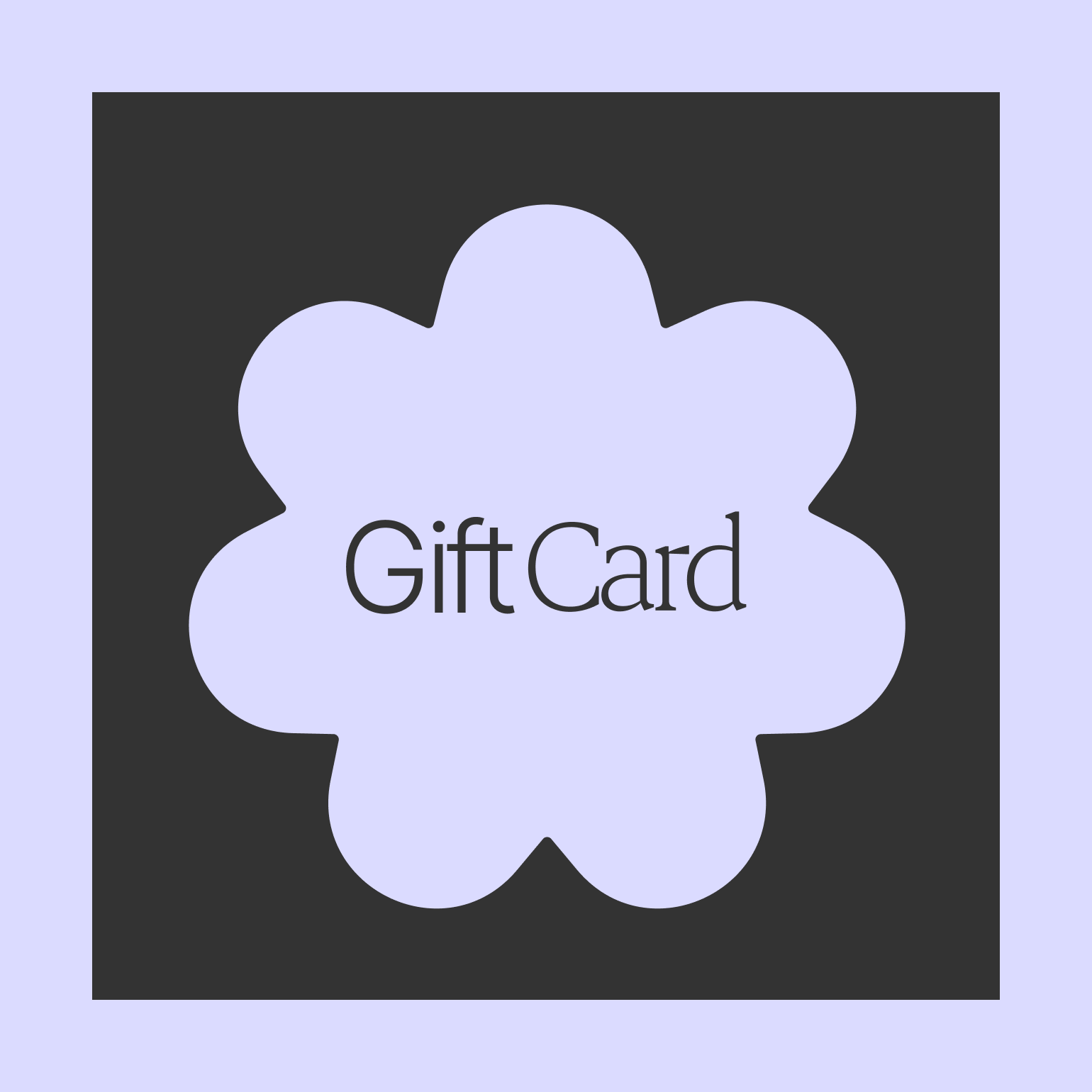 Purple square with flower logo and 'Gift Card'